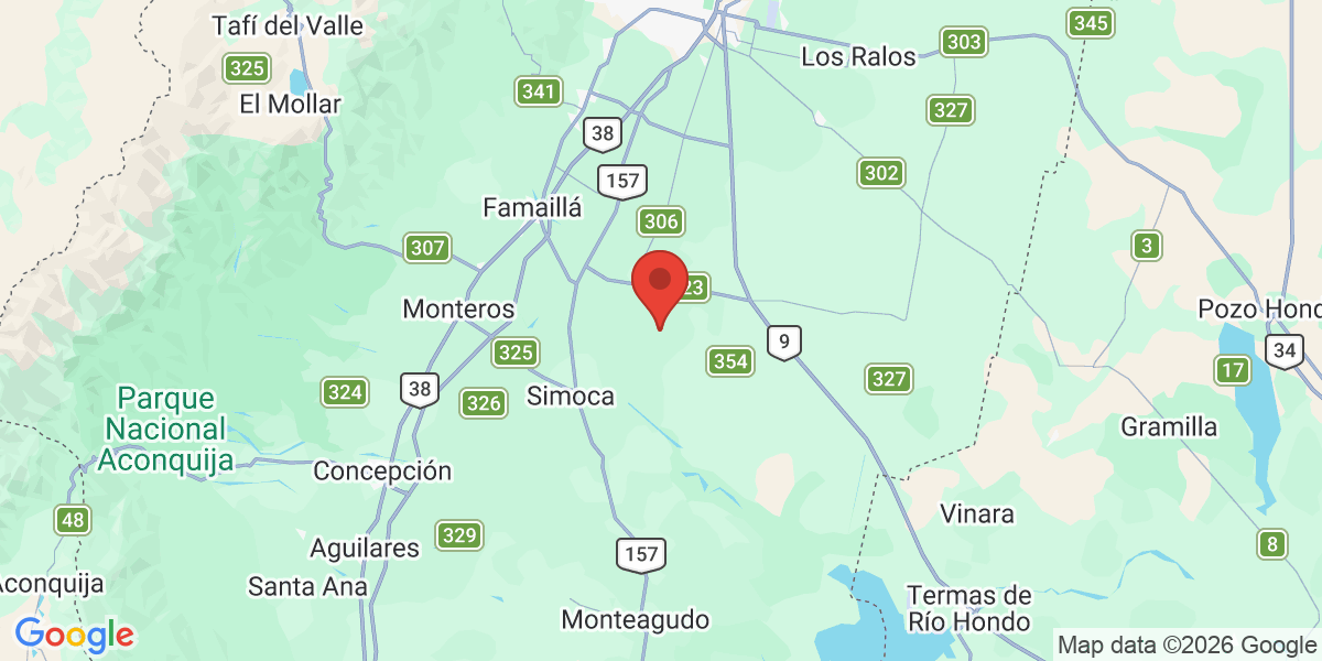 Ubicación geográfica del estudio: -27.1923421, -65.2458729