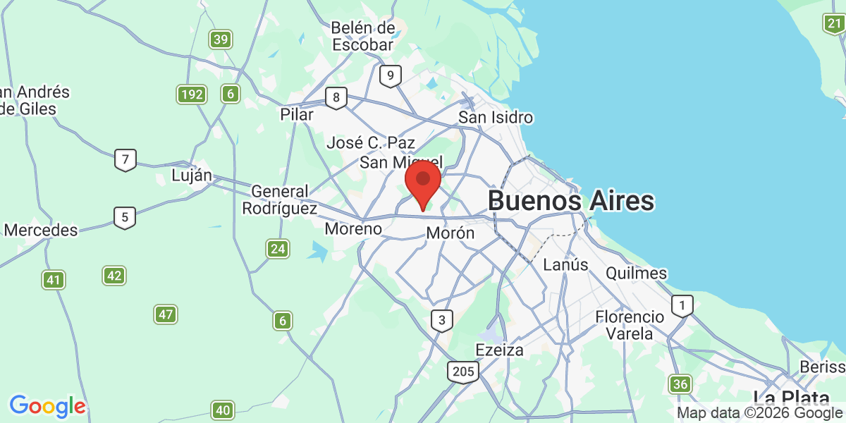 Ubicación geográfica del estudio: -34.6225360, -58.6701220