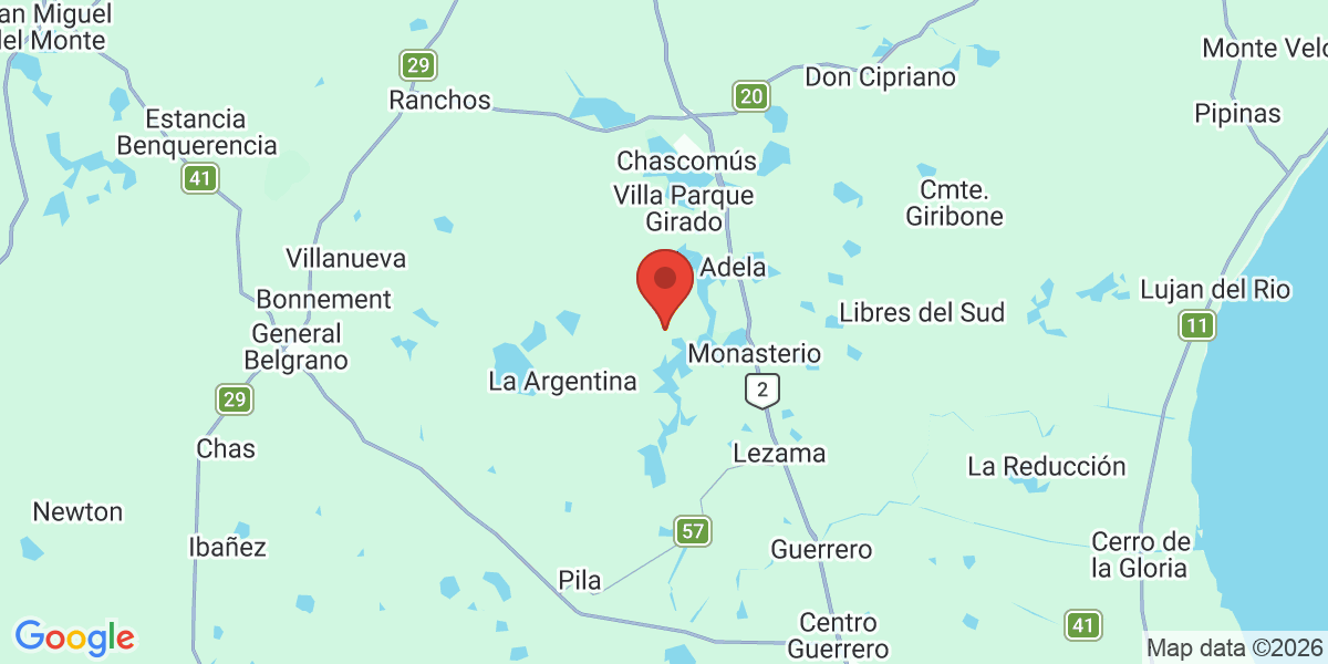 Ubicación geográfica del estudio: -35.7502780, -58.0394440