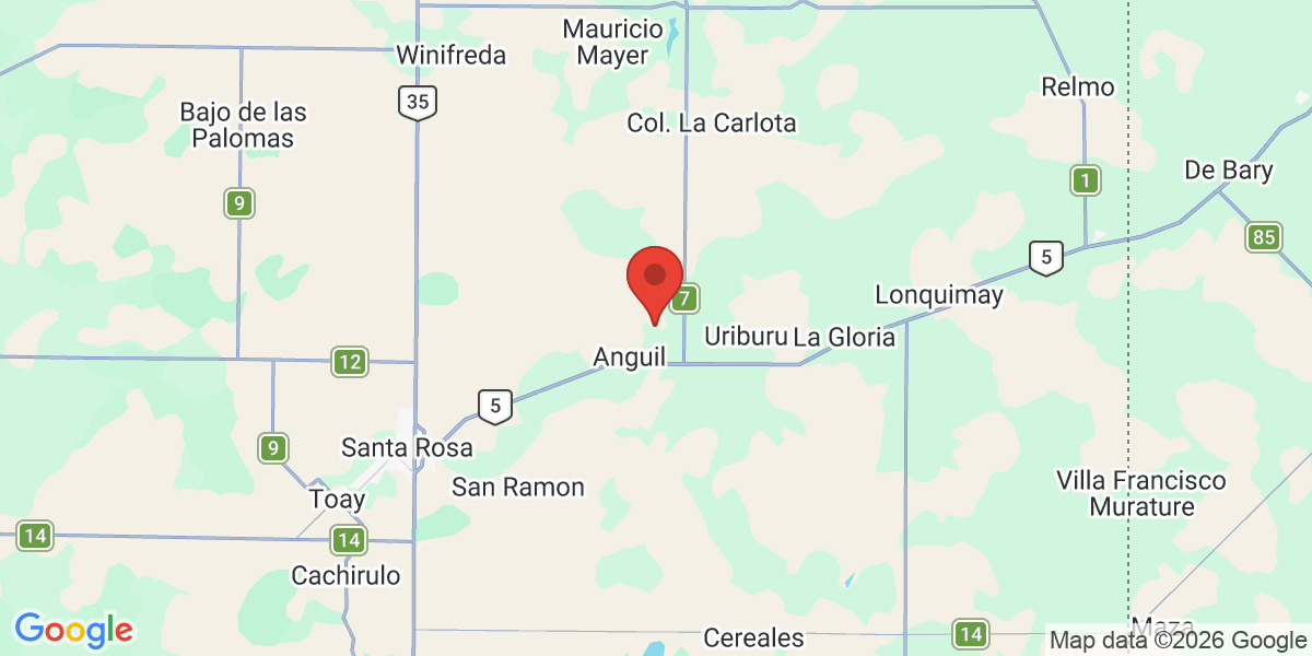 Ubicación geográfica del estudio: -36.5000000, -63.9800000