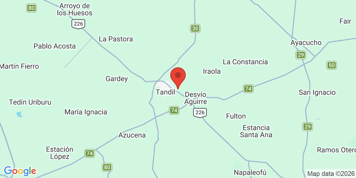 Ubicación geográfica del estudio: -37.3186110, -59.0783330