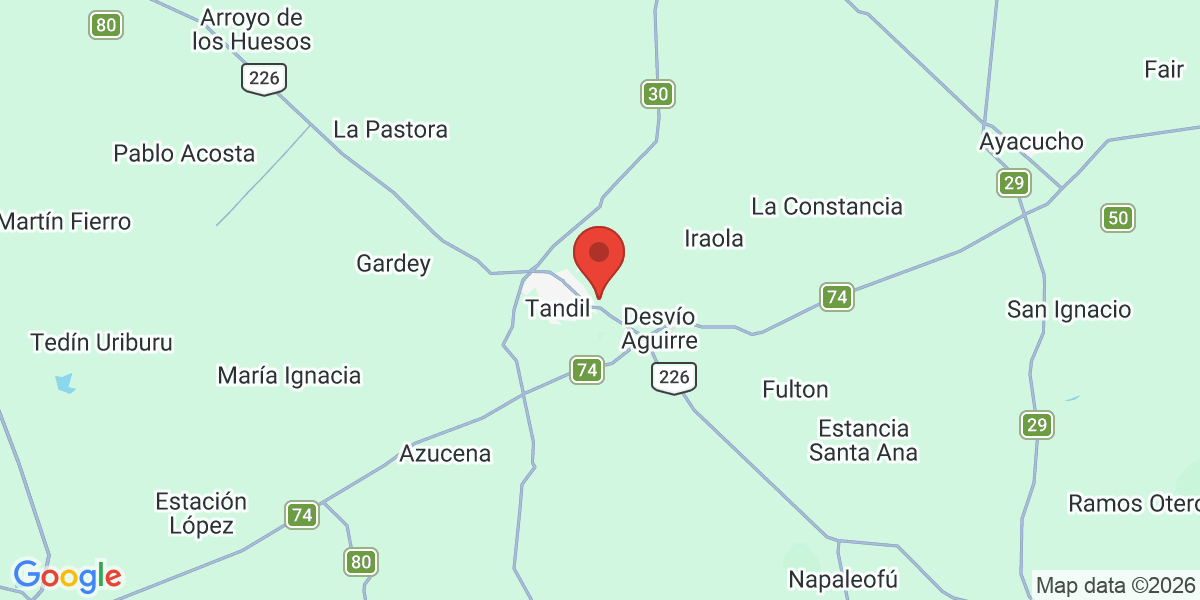 Ubicación geográfica del estudio: -37.3198549, -59.0800107