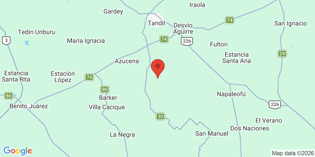Ubicación geográfica del estudio: -37.5601110, -59.1301110