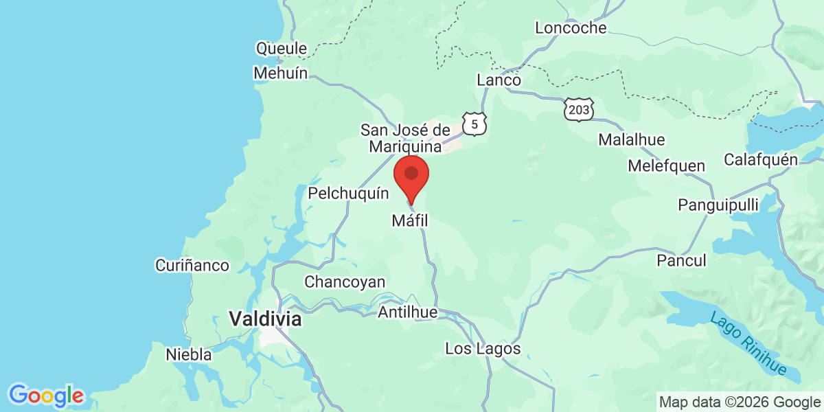Ubicación geográfica del estudio: -39.6441670, -72.9502780