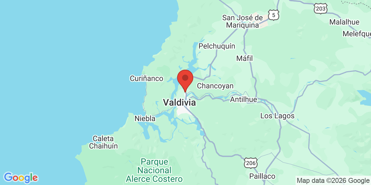 Ubicación geográfica del estudio: -39.7833330, -73.2166670