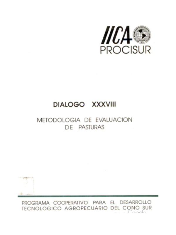 Diálogo XXXVIII Metodología de Evaluación de Pasturas