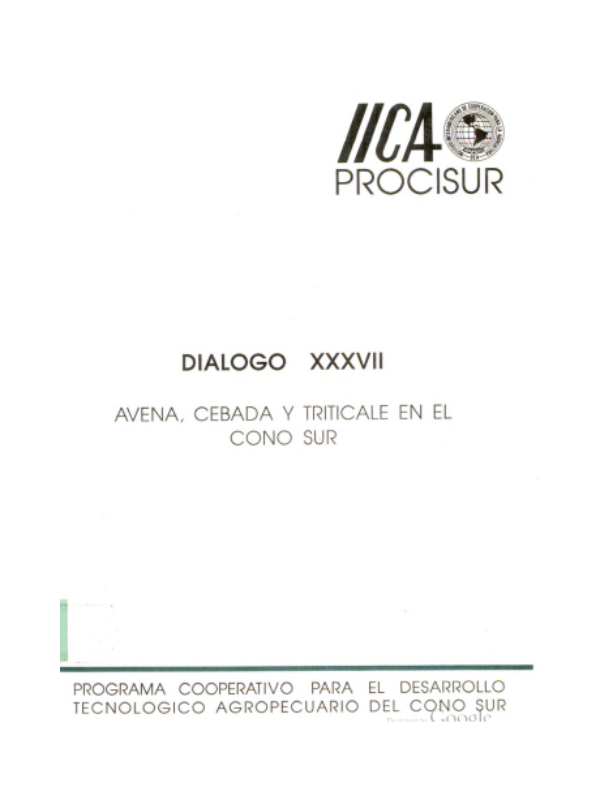 Diálogo XXXVII Avena, Cebada y Triticale en el Cono Sur