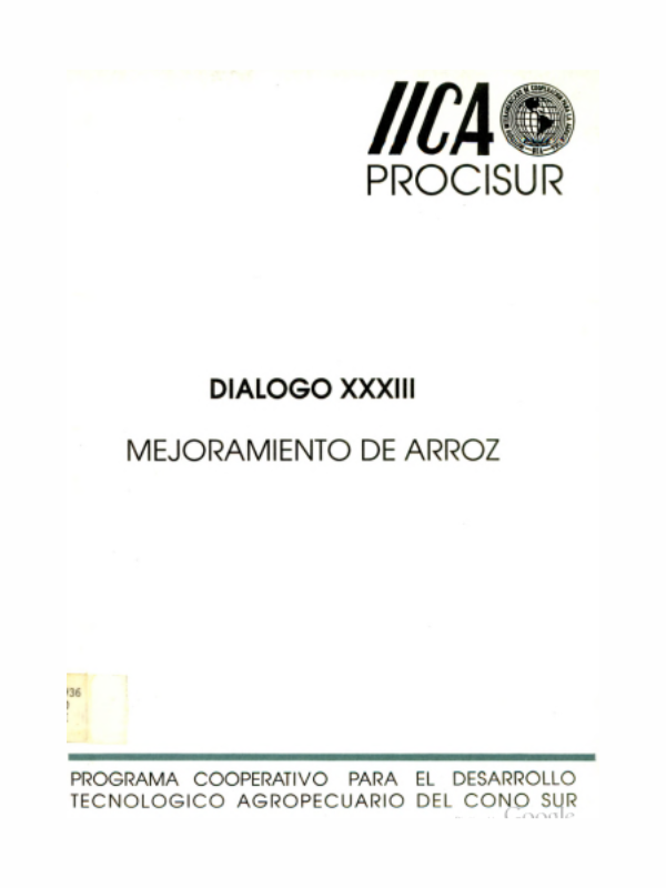 Diálogo XXXIII Mejoramiento de Arroz