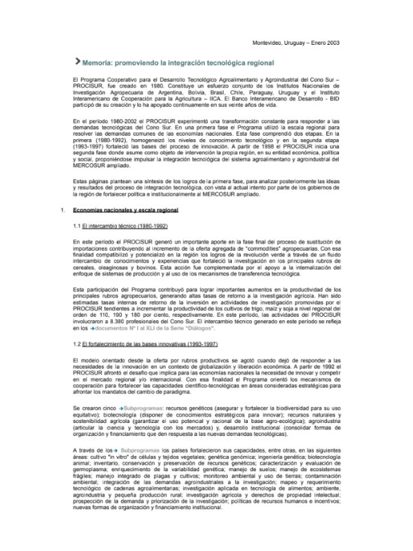 Memoria: promoviendo la integración tecnológica regional