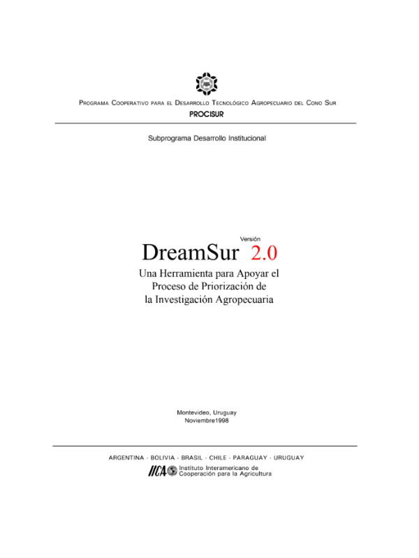DreamSur 2.0. Una Herramienta para Apoyar el Proceso de Priorización de la Investigación Agropecuaria - DreamSur 2.0